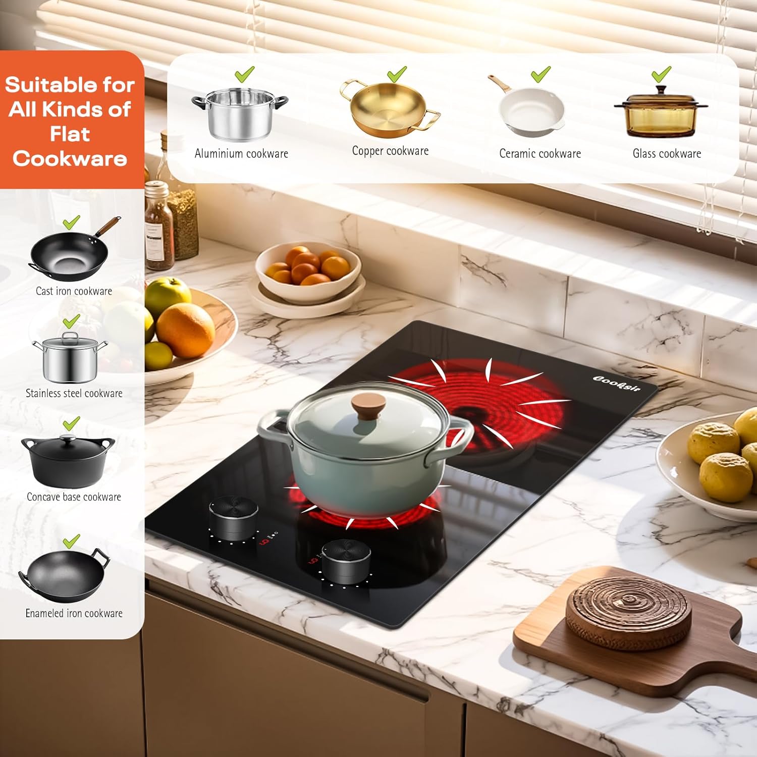 2 Burner Electric Cooktop Pack