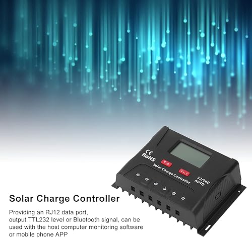 Miniatura 8 de Controlador de carga solar, 60A PWM Controlador de carga solar 12V 24V Pantalla LED USB Salida Regulador de carga, Controladores de carga de energía