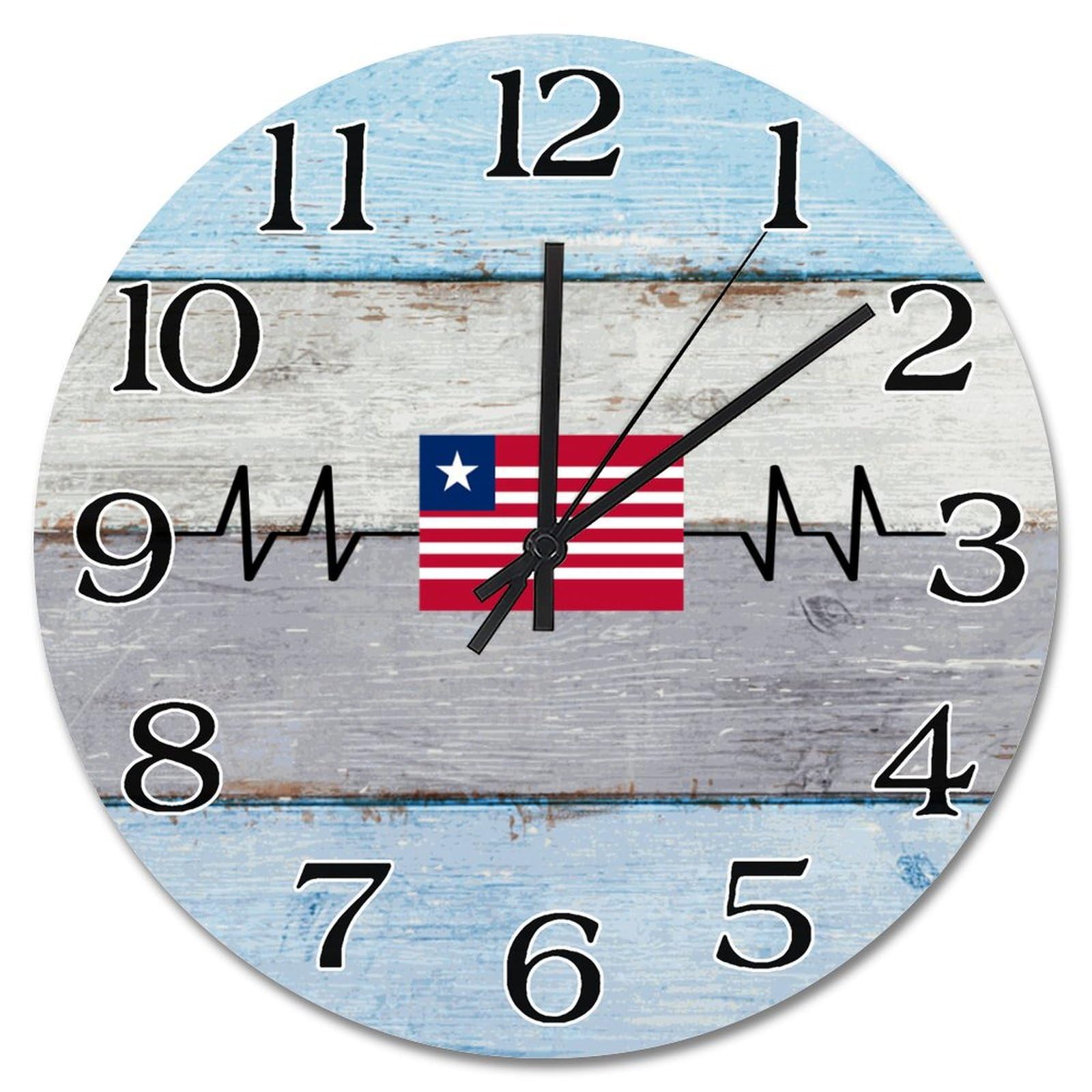 Horloge murale sans tic-tac de 38,1 cm avec motif drapeau pour un confort silencieux