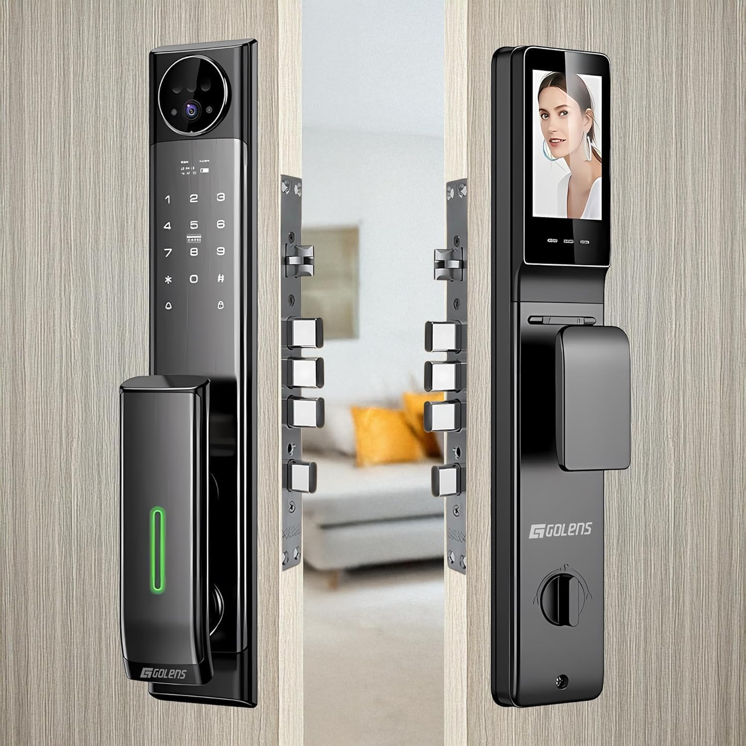 Golens X10 Luxury Smart Door Lock | 8-in-1 Keyless Entry | Wi-Fi Digital Lock |3D Face Recognition | Fingerprint | PIN Code | RFID Card | OTP | Mobile App | Virtual Password | Mechanical Key | Gray