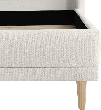 Queen Size Cloud Bed Frame, White Upholstered Boucle Platform Beds Frames, with Fluffy Soft Headboard Marshmallow Bedframe, No Box Spring Required, Easy Assembly (34 White, Queen)