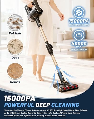 Miniatura 2 de Aspiradora, Osmo Provacuum - Potente succión de 15000 pa, revelación de polvo de luz verde ancha de 140, aspiradora plegable, rodillo antienredos,