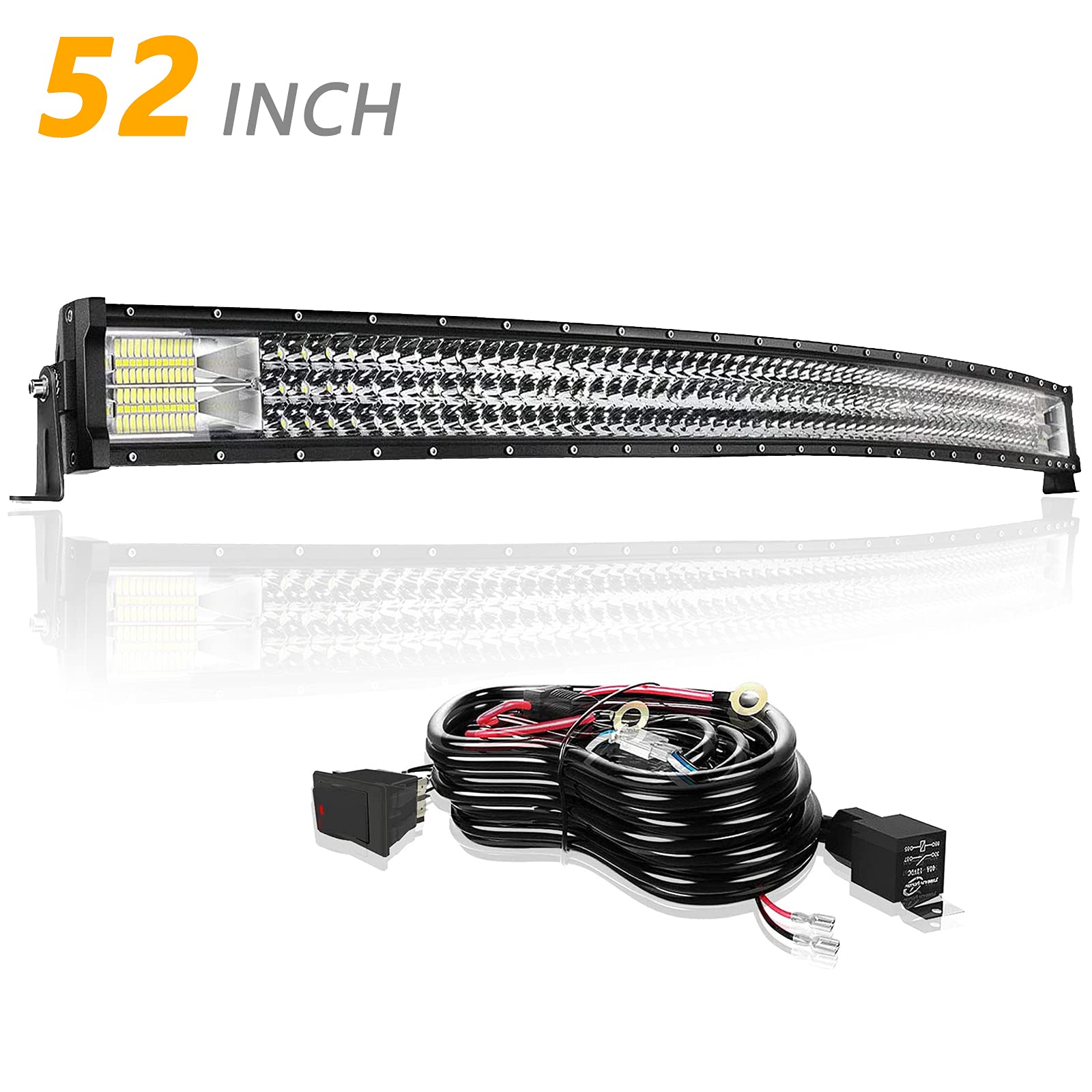 Uysoo 52Inch LED Light Bar Curved 785W Triple Row 78000LM Flood Spot Combo Beam 12V Led Bar Driving Lights Boat Lights Led Off Road Light Bars with Switch Wiring Harness for Trucks UTV ATV SUV Tactor