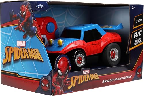 Jada Toys Marvel Spider Man RC Buggy (14 cm) - Remote Controlled Car with 2.4 GHz, 1 Channel Control, Toy for Fans and Children from 2 Years, Includes Remote Control