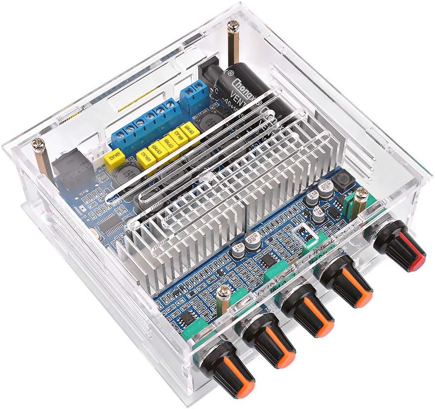 Exсluѕіvе Sресіаl AIYIMA DC12V-24V 2.1 Channel TPA3116 Subwoofer Amplifier Board High Power BT Audio Amplifier Board DIY (BT Amp with Case)