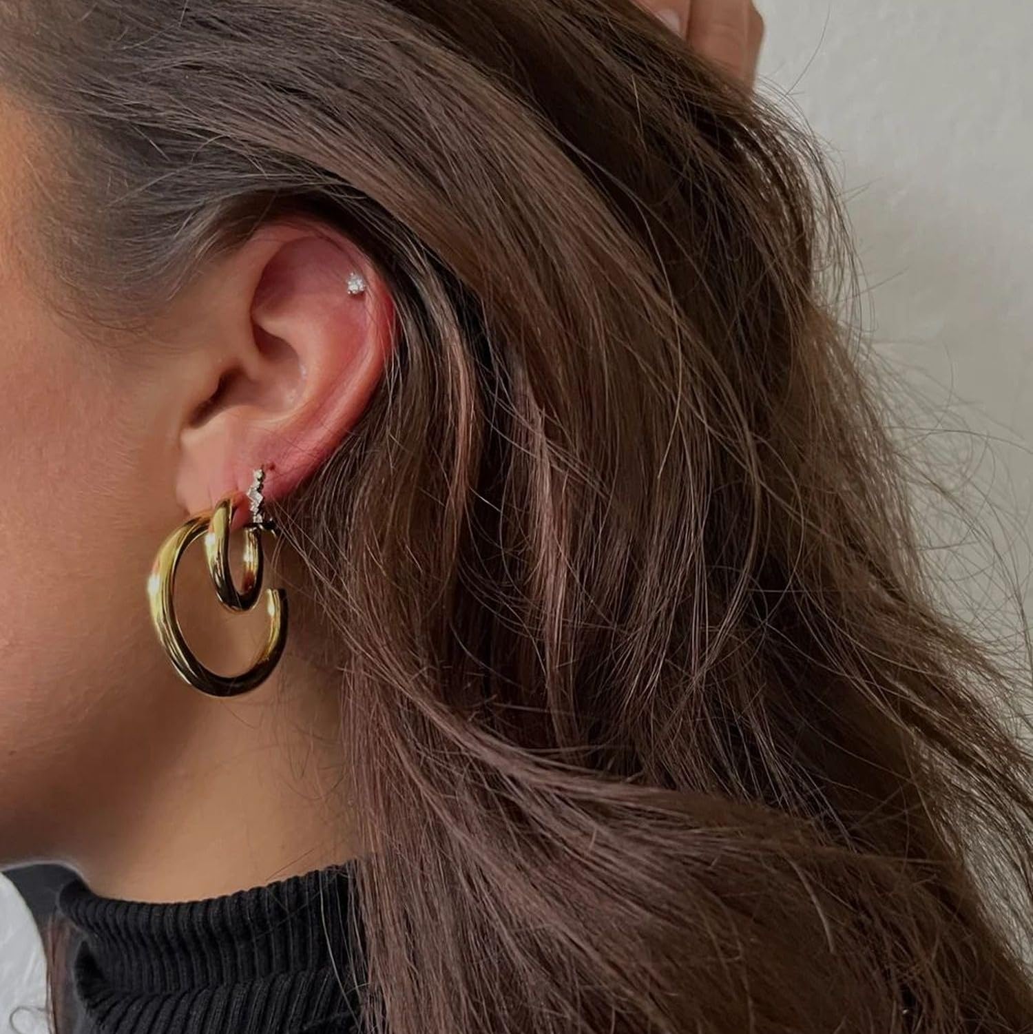 PAUL VALENTINE - Damen Stecker Piercing 925 Silber - Vergoldet/Golden - Herz Zirkonia Design - PV-PI0001