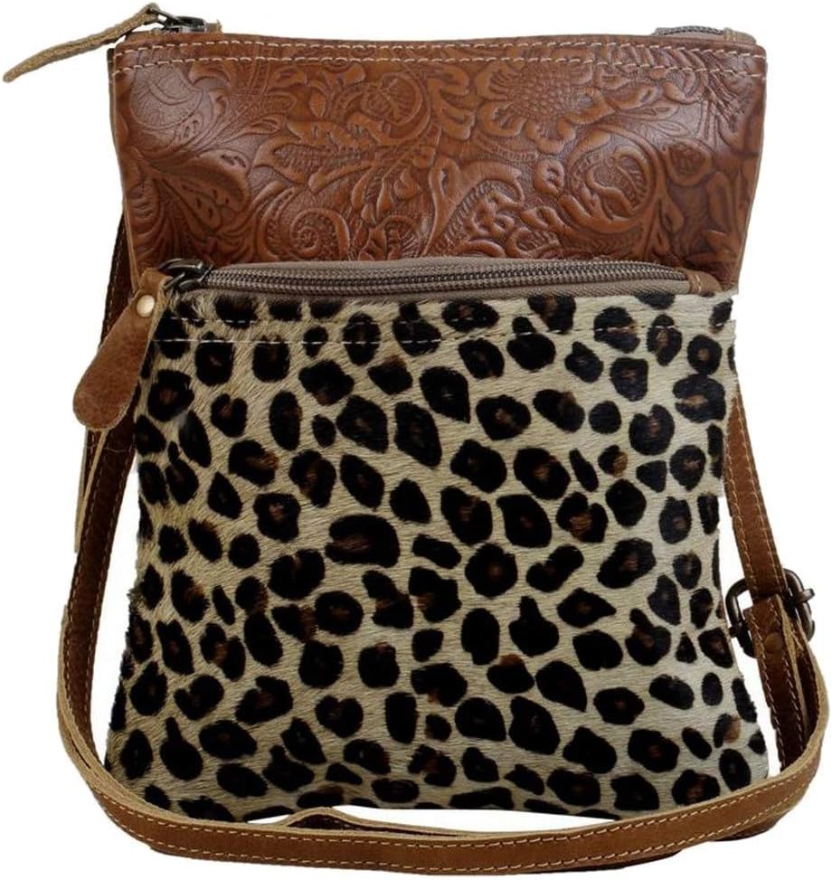 Myra Bag Hairon Leopard Print Bag for Women - Leopard Print Purses for Women with Real Cowhide, Hair On Animal Pattern Purse