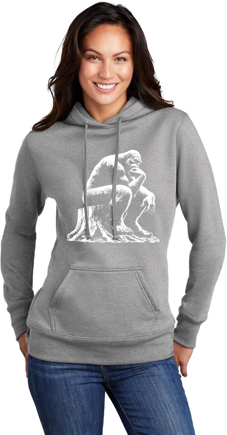 Go All Out The Thinker Bigfoot Sasquatch On A Tree Stump Funny Mens Women Youth Sweatshirt Hoodie