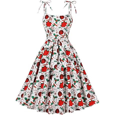 Women Vintage 1950s Rockabilly Christmas Party Dress