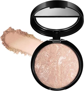 Colour Correcting Powder,Baked Foundation For Mature Skin - Brighten Illuminating Color Correcting foundation - Full Coverage Shimmer for Face Oil-Control Natural Smooth Makeup,Light Beige