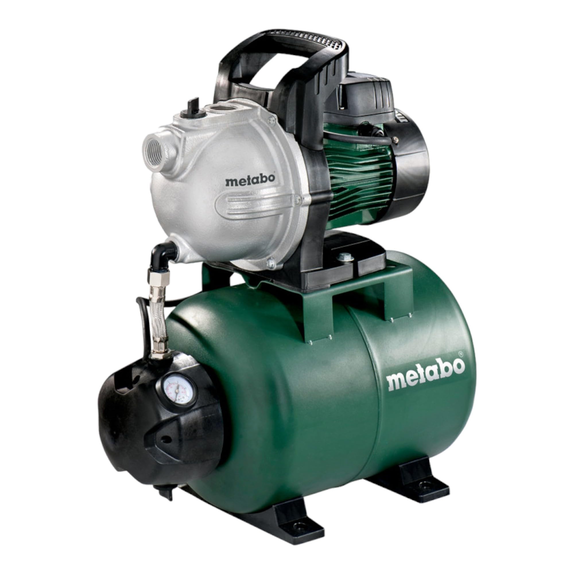 metabo Hauswasserwerk HWW 3300/25 G, 900 Watt Wasserpumpe, 3300 l/h, 4.5 | Hauswasserversorgungspumpe mit 24 l Kessel für Garten & Brunnen, hwa hws hww, automatische Hauswasserversorgung & water pump