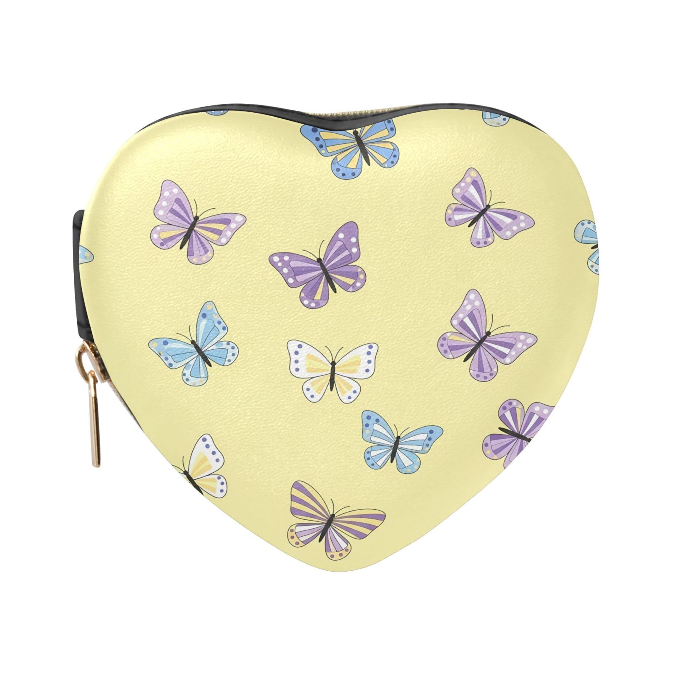 Fuauuyl Butterfly Small Jewelry Box Heart-Shaped Jewelry Case, Portable Travel Organizer Bridesmaid Proposal Gift for Women Girls