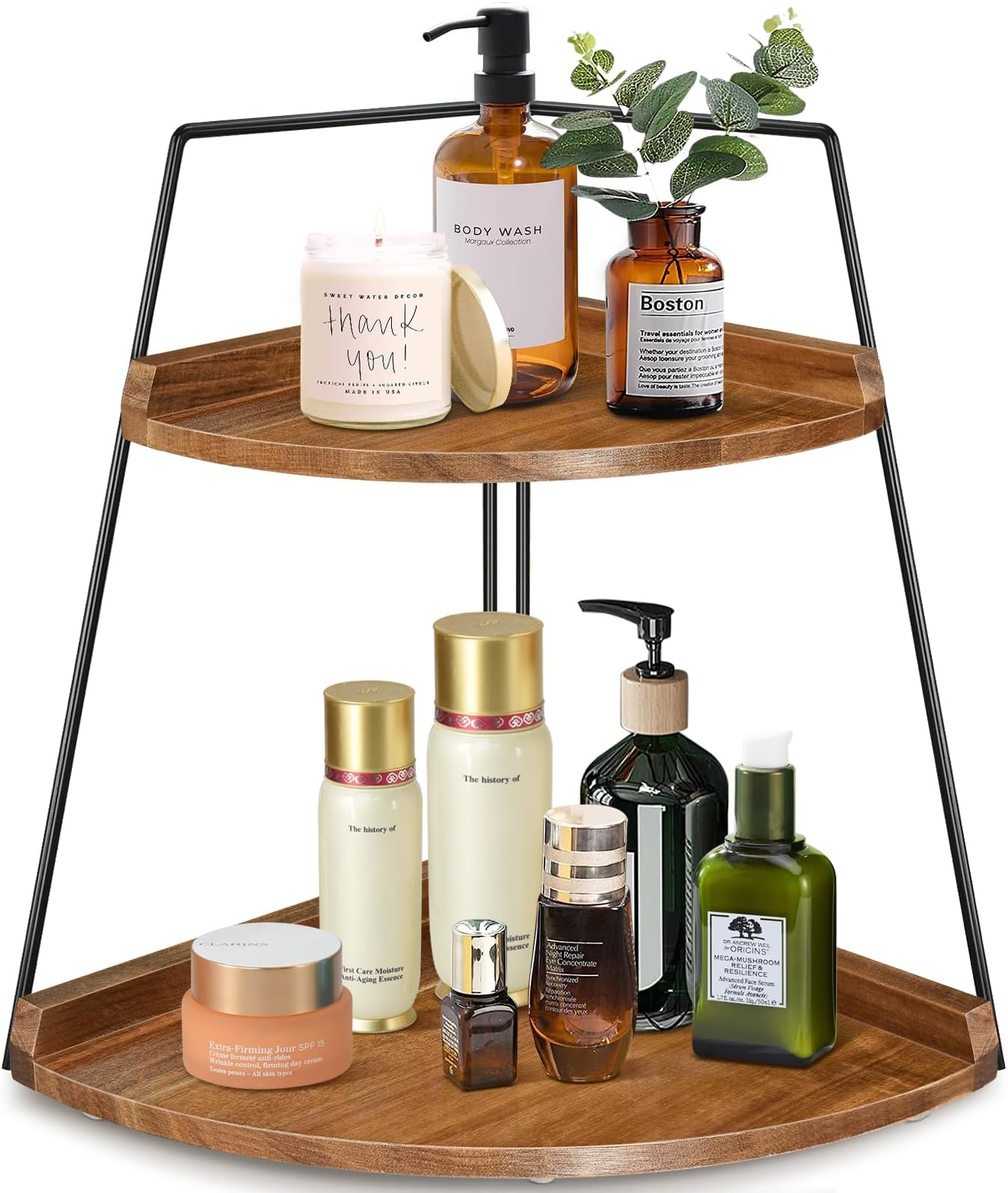 PEKVIZK 2 Tier Corner Bathroom Counter Organizer, Acrylic