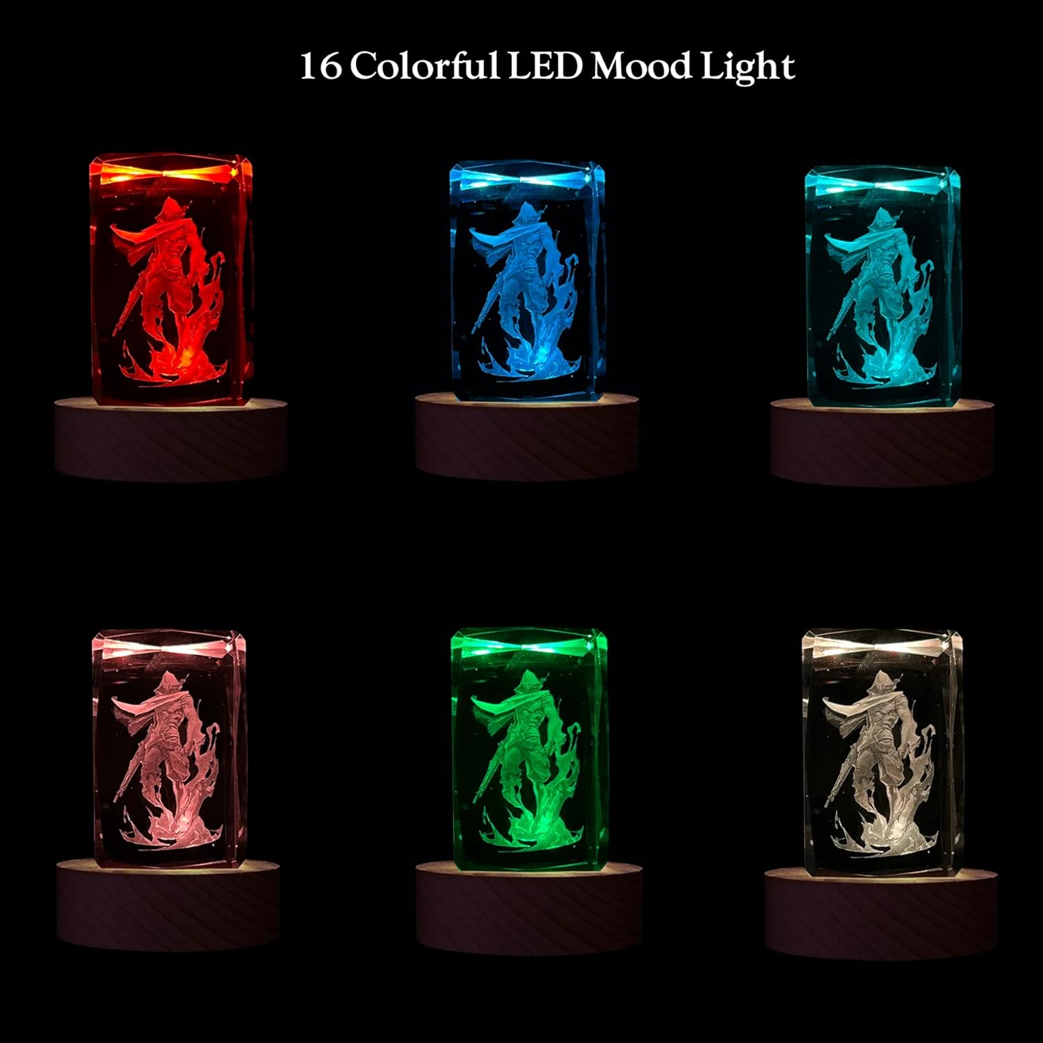SUPIA Valorant 3D Crystal Figure - Agent Omen - RGBW 16 Colorful LED Lighting Stand with Laser Engraved Crystal Figure. Valorant Gift, Gaming Accessories for Gamer. Decoration for Gaming Desk.