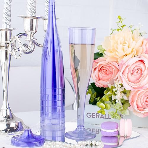 Vista 19 de WDF Paquete de 36 copas de champán de plástico azul transparente, 7 onzas, copas de champán azules, vasos de champán desechables para fiestas