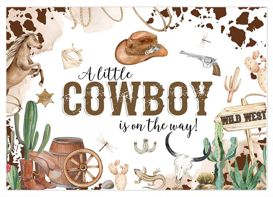 Avezano 7x5ft Cowboy Baby Shower Backdrop A Little Cowboy is On The Way Banner Boy Western Baby Shower Decorations