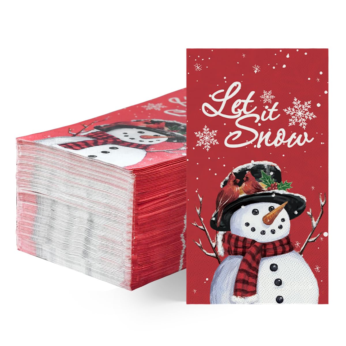 Horaldaily 100 Christmas Disposable Paper Decorative Guest Napkins, Snowman Red for Party Lunch Dinner Kitchen Bathroom, Christmas-PaperNapkin