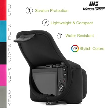 Megagear Olympus Pen E-Pl9 ، E-Pl8 ، E-Pl7 Ultra Light Neoprene Camera Case ، مع Carabiner - Black - MG510