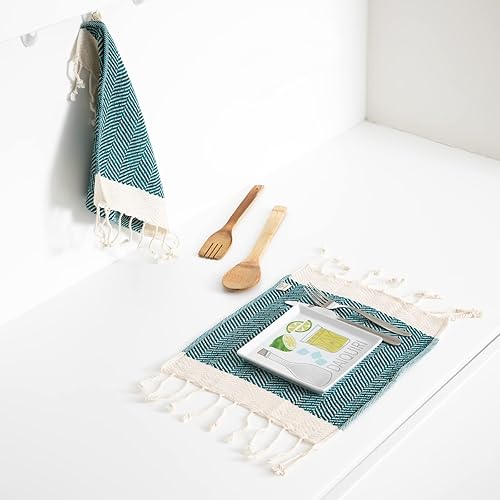 Miniatura 6 de SMYRNA TURKISH COTTON Paquete de 6 paños de cocina de la serie Herringbone, 100% algodón, de 12 x 12 pulgadas, lavables a máquina, suaves,