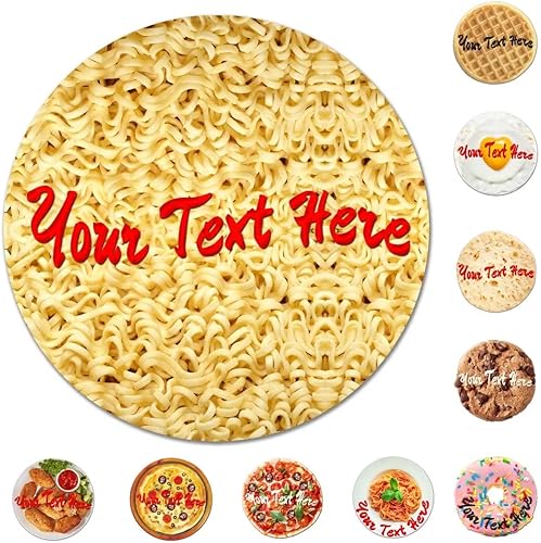 Manta redonda de ramen personalizada con nombre y texto, manta de comida personalizada, regalos novedosos, mantas suaves personalizadas para