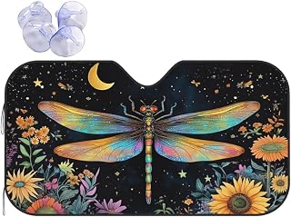Floral Dragonfly Car Sun Shade Windshield Sunshade Foldable Front Window Shield Cover for Truck SUV