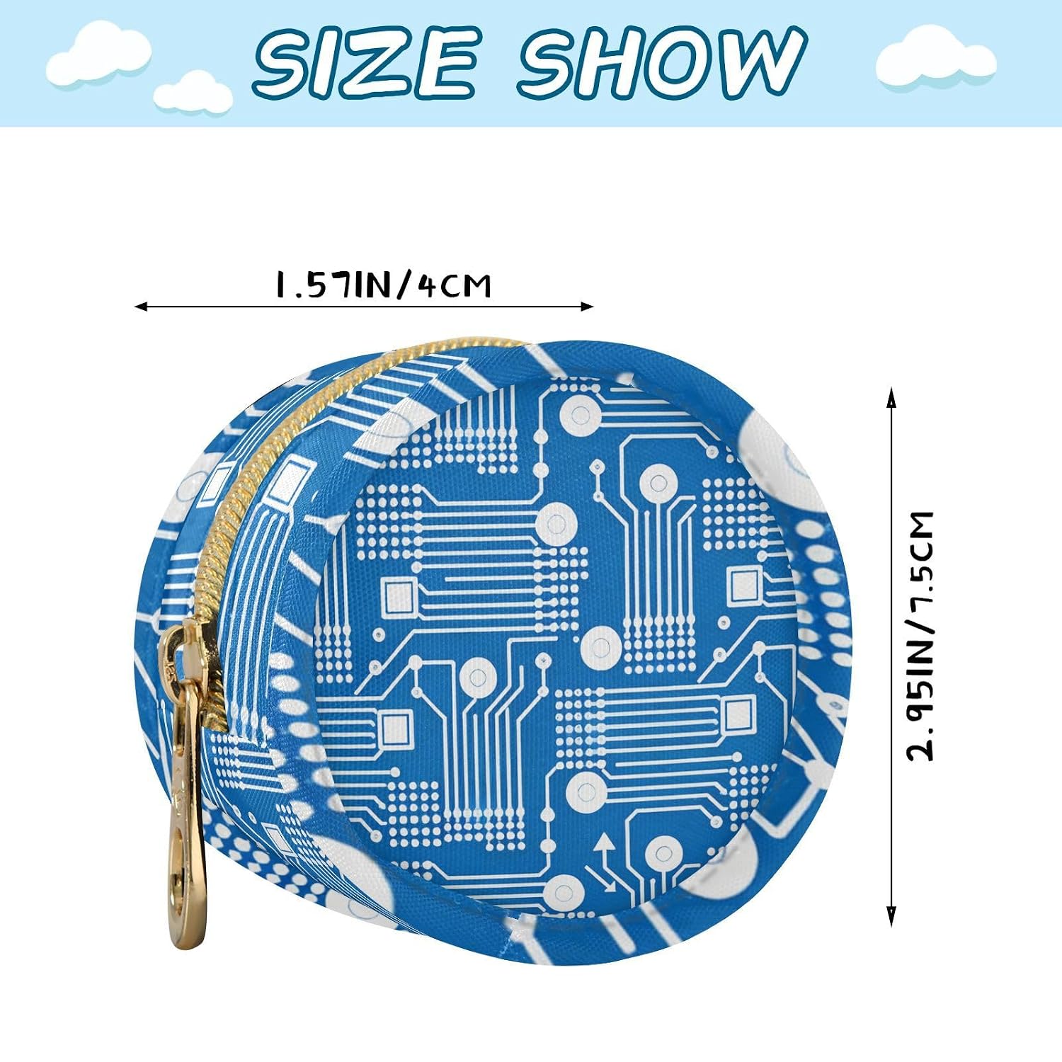Blue Circuit Board Pacifier Holder Case with Clip Portable Pacifier Storage Organizer Baby Round Container Pouch Box Fits Diaper Bag Stroller Purse image 3