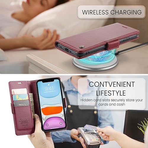 Miniatura 8 de QLTYPRI Funda tipo cartera para iPhone 11, de piel sintética de alta calidad, con cierre magnético, con bloqueo RFID, ranuras para tarjetas de