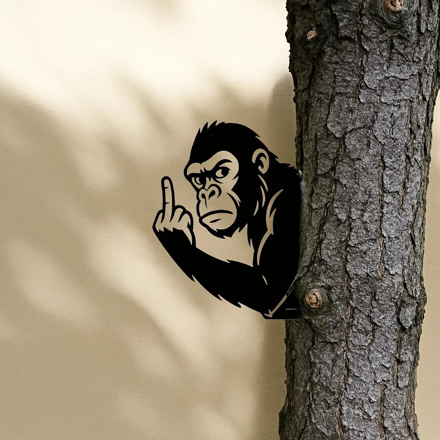 Middle Finger Peek-A-Boo Bigfoot Metal Sign – Funny Flipping Off Sasquatch Yard Art, Rustic Bigfoot Silhouette Outdoor Wall Decor for Garden Fence, Tree, Patio & Yard