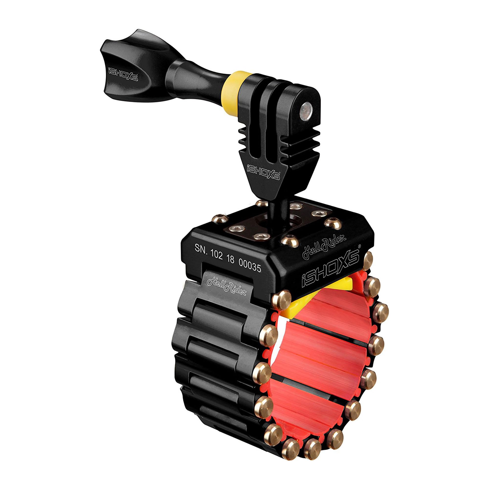 Hell Rider | Soporte Action CAM Robusto para GoPro, dji & Insta360 | Fijación Moto, Bicicleta & Outdoor | Ø 15–42 mm | Antivibración & Protección de Silicona | Negro