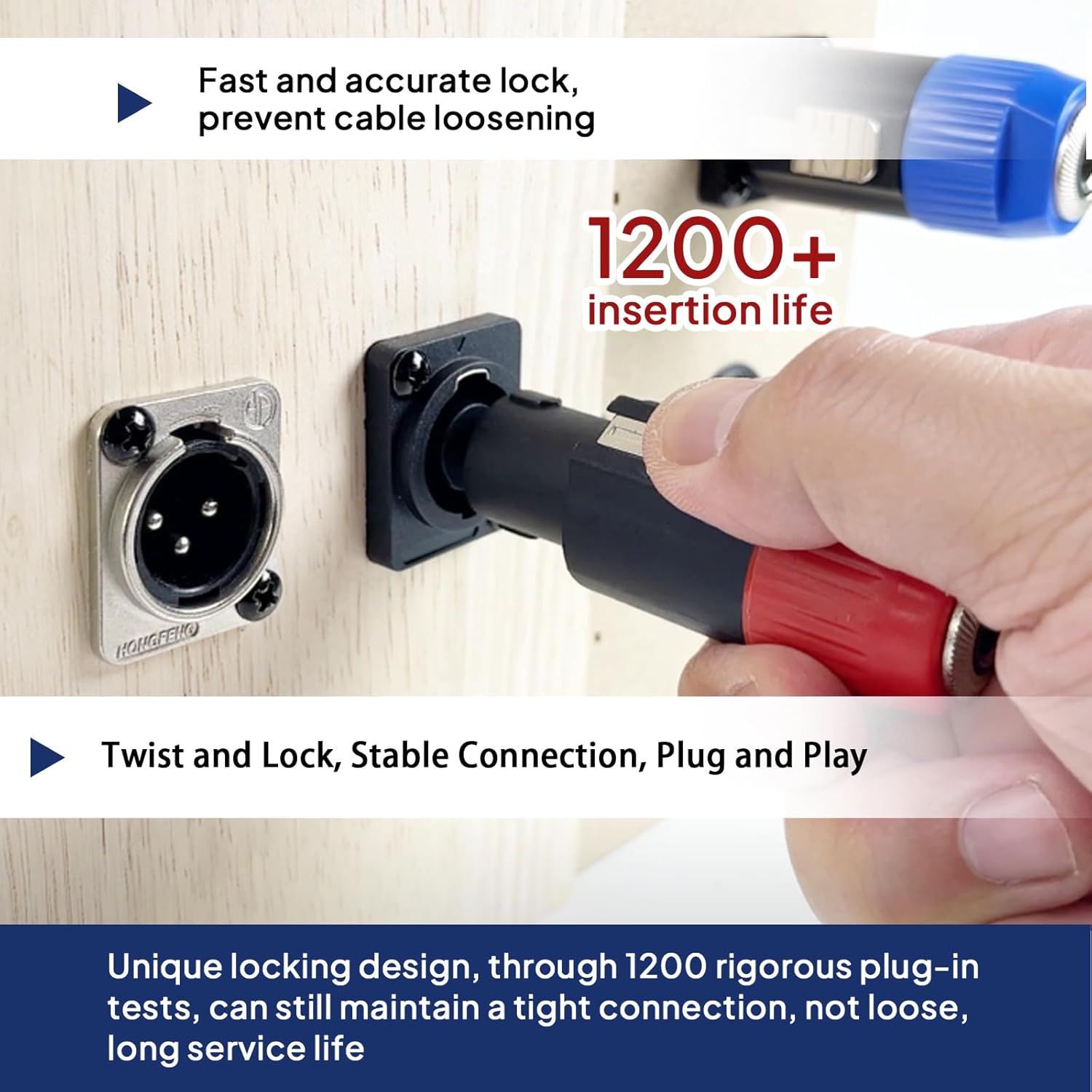 Speakon to 1/4 Adapter Connector - 4 Pack Speak on Male to 1/4 Inch Female Adapters with Twist Lock, NL4FC Connectors to 1/4" TS Mono Plug Converter for Stage PA DJ Mixer - Blue & Red