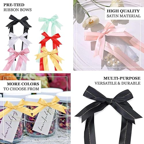 Miniatura 3 de Efavormart - 50 lazos de cinta dorada preatados de 10 pulgadas, cinta de satén con forro de lámina dorada para cesta de regalo y decoración de