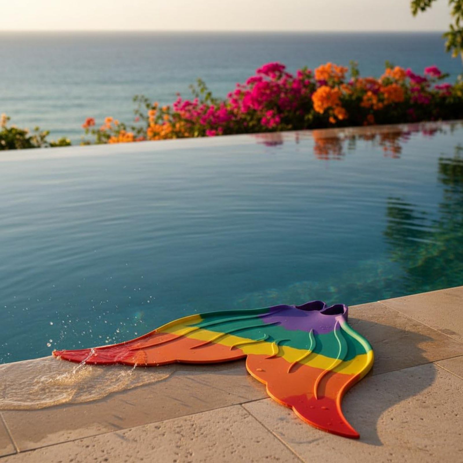 predolo Monopinna Coda da Sirena in Gomma, Monopinna a Coda di Sirena Protezione dei Piedi Pinna Unica, Ideale per l'Allenamento Subacqueo e di Nuoto, Arcobaleno Arancione , 36-37