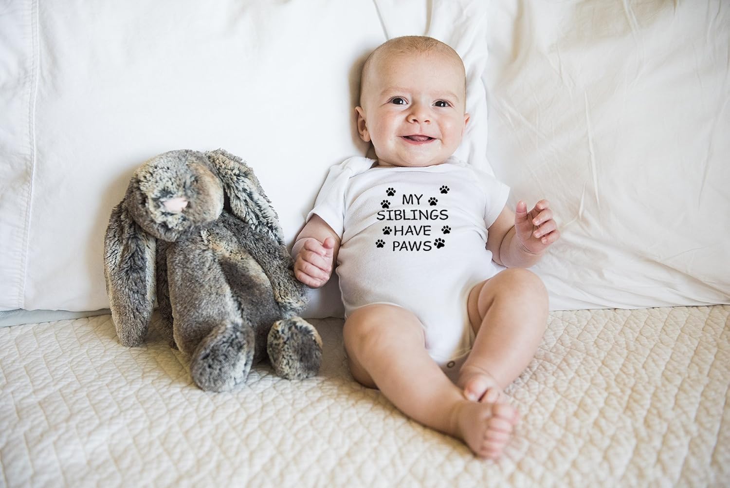 My Sibling have Paws - Funny Cute Infant CreeperJumpsuit Short Sleeve Infant Funny Bodysuit