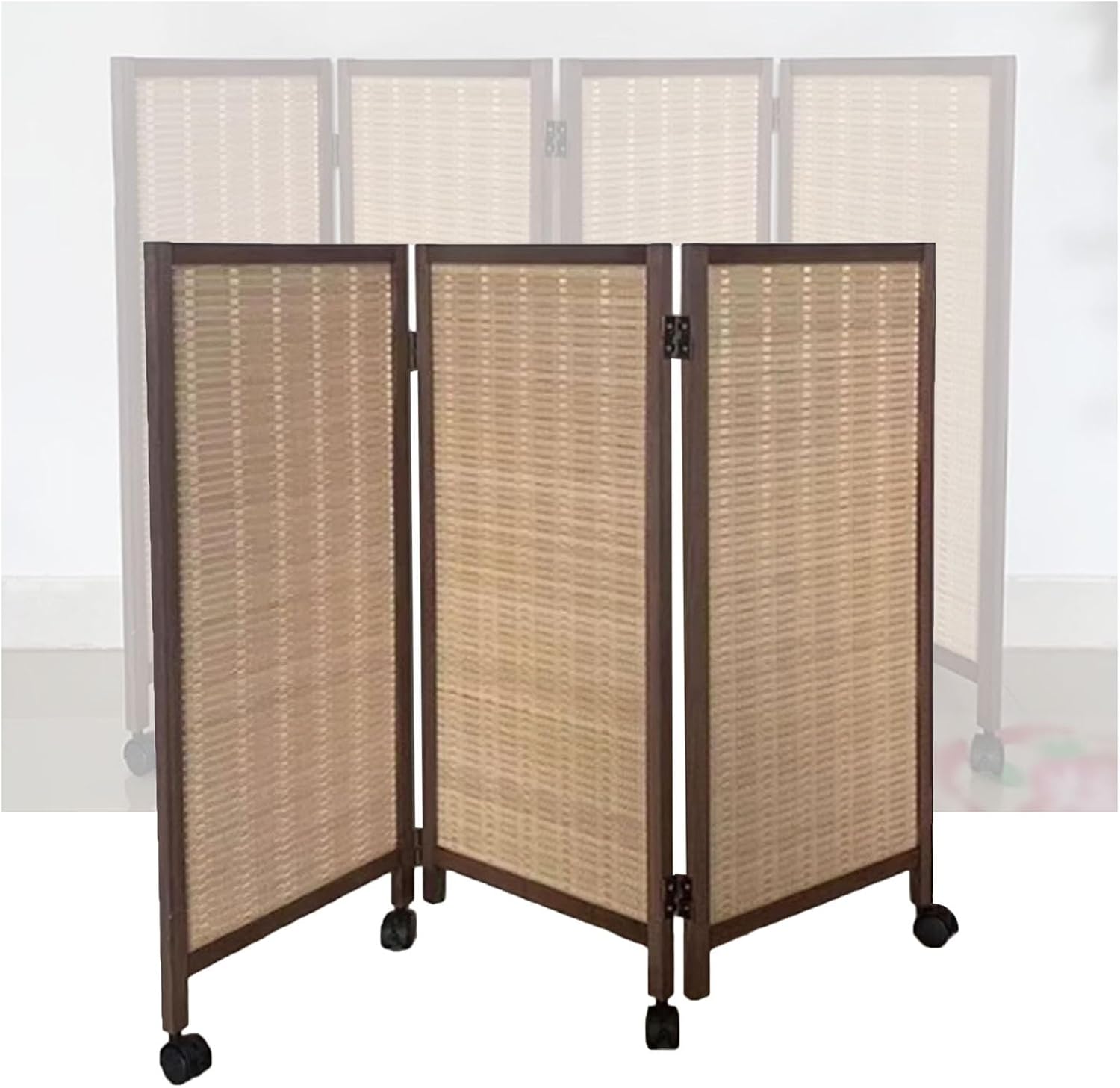 Room Dividers Panels,Short Room Dividers,Privacy Screens with Mobile Pulleys,Bamboo Blackout Decorative Fences,Freestanding Folding Screens,for Study Room Office Kindergarten,Brown