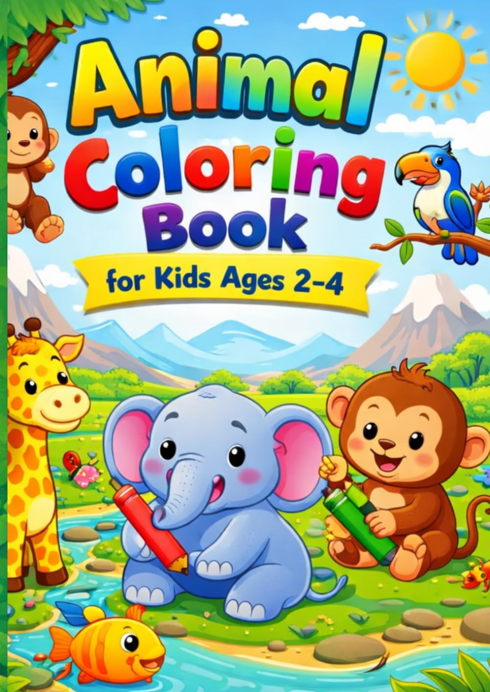 Animal coloring book for kids ages 2-4: Animal coloring book for kids ages 2-4 Fun and easy animal coloring
