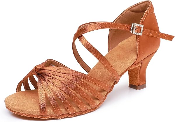 Rosefinch Scarpe da Ballo Latino per Le Donne Salsa Scarpe da Ballo Performance Professionale Pratica Scarpe da Ballo Tacco 5/7cm 34-43EU - 1