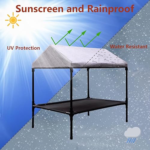 Miniatura 6 de Cama elevada para perros con toldo, cama para perros al aire libre con sombra extraíble para perros pequeños y medianos, transpirable, fácil de