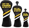 Golf Headcovers Golf Club Head Covers May The Course Be with You Style Elegant Embroidery Premium Leather Driver FairwayFW Wood HybridUT with Number Tags, Golf Mallet Putter Cover