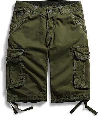 Mens Cargo Shorts Cotton Combat Shorts with Multi Pockets