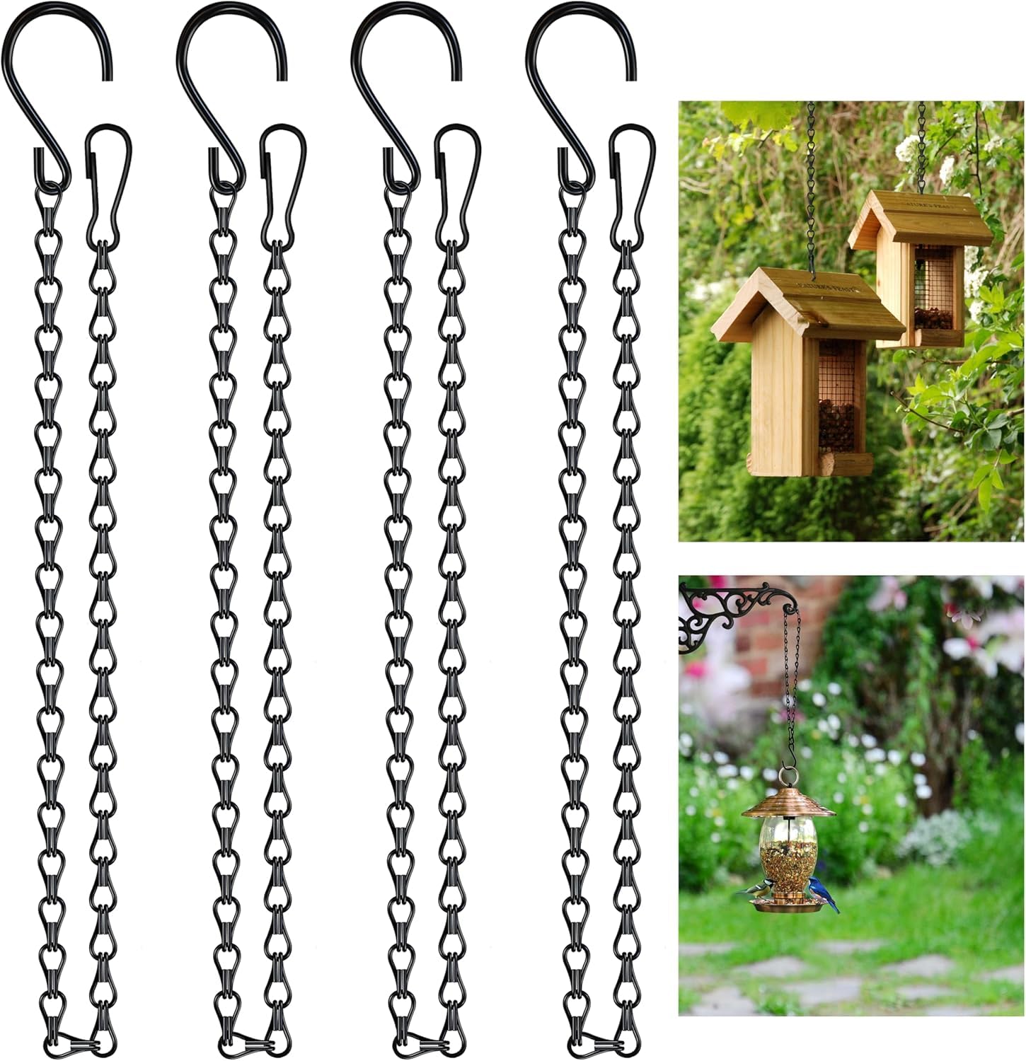 26 Inch Hanging Basket Chain with Hooks, Black Chain for Bird Feeders, Billboards, Chalkboards, Basket, Planters, Lanterns, Wind Chimes and Decorative, 4 Pack-image-7