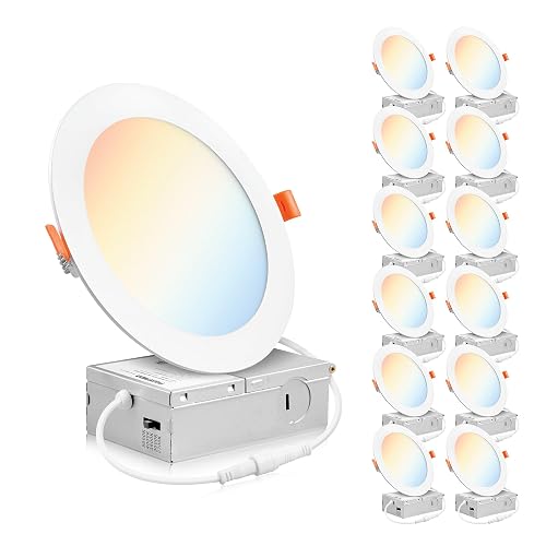 PARMIDA (12 Pack) 6 Inch Dimmable 5CCT Ultra-Thin LED Recessed