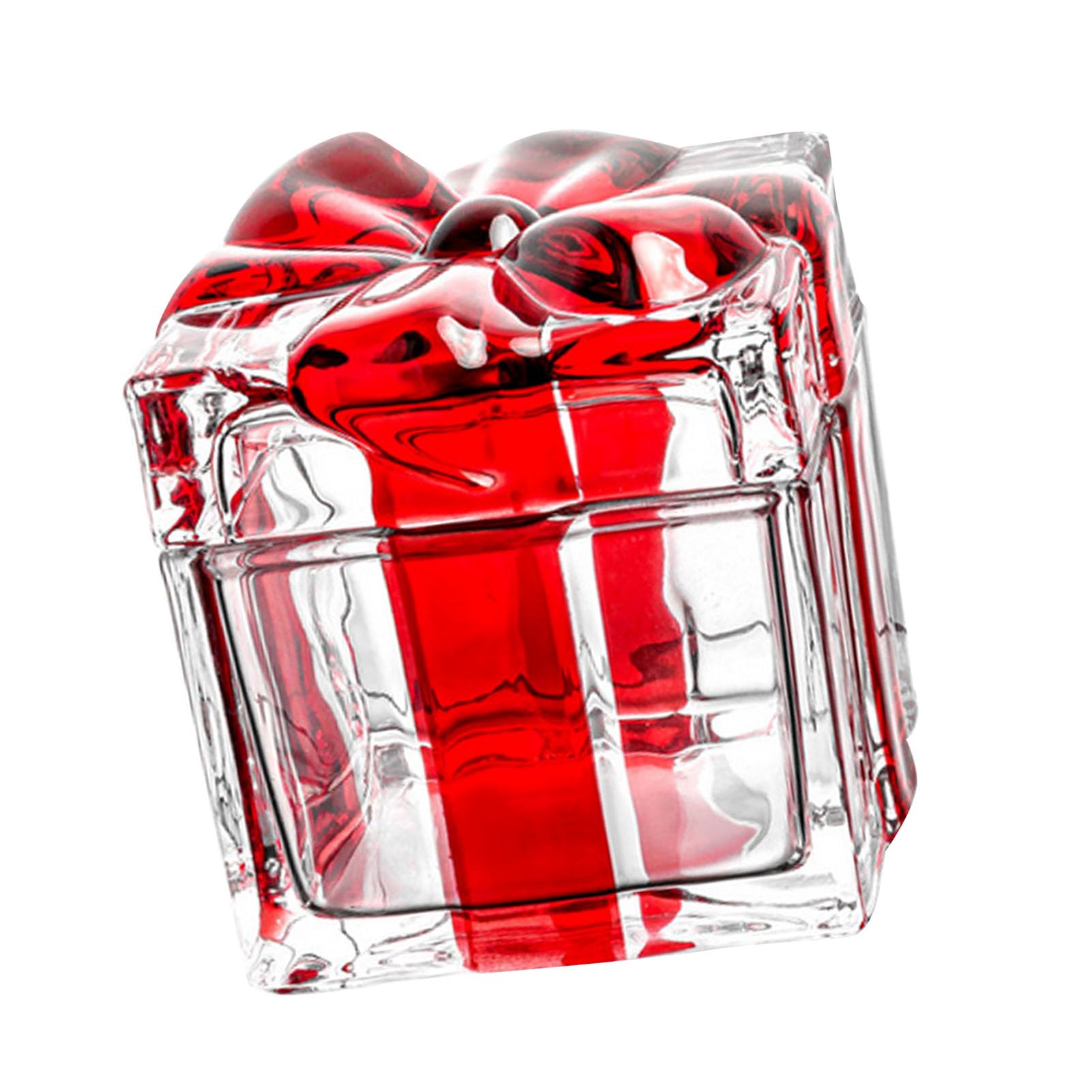 EMUKOEP Barattolo di Caramelle Regalo di Natale Ciotola di Caramelle di Vetro Classica per Contenitori di Dolcetti in Vetro per Feste Festive per Un'atmosfera Calda (4,13x4,13x4,13 pollici Rosso)