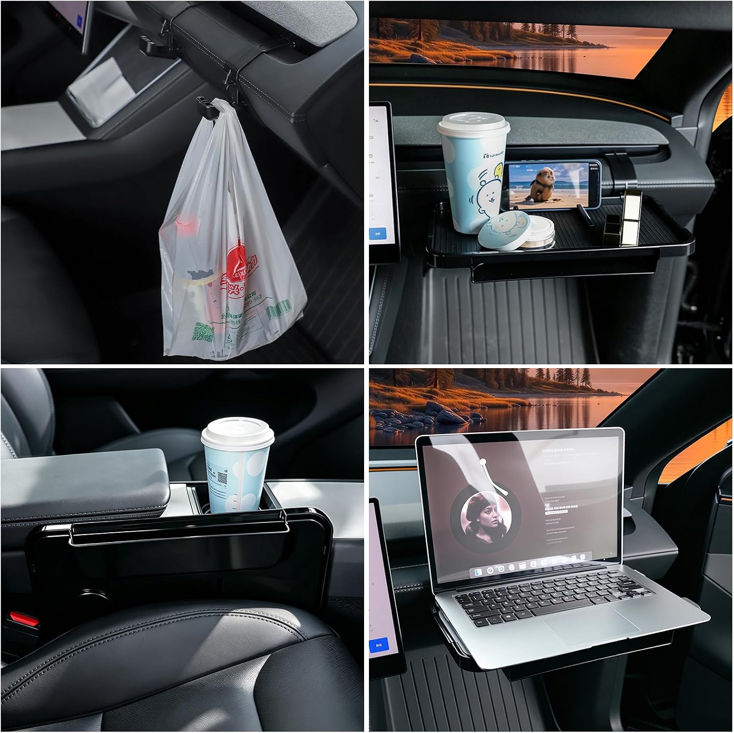 for 2026 Tesla Model Y Juniper/Model 3 Highland Passenger Seat Only Hook-Type Tray Table with Multi-Functional Gap Storage Box, Car Interior Accessories image 5