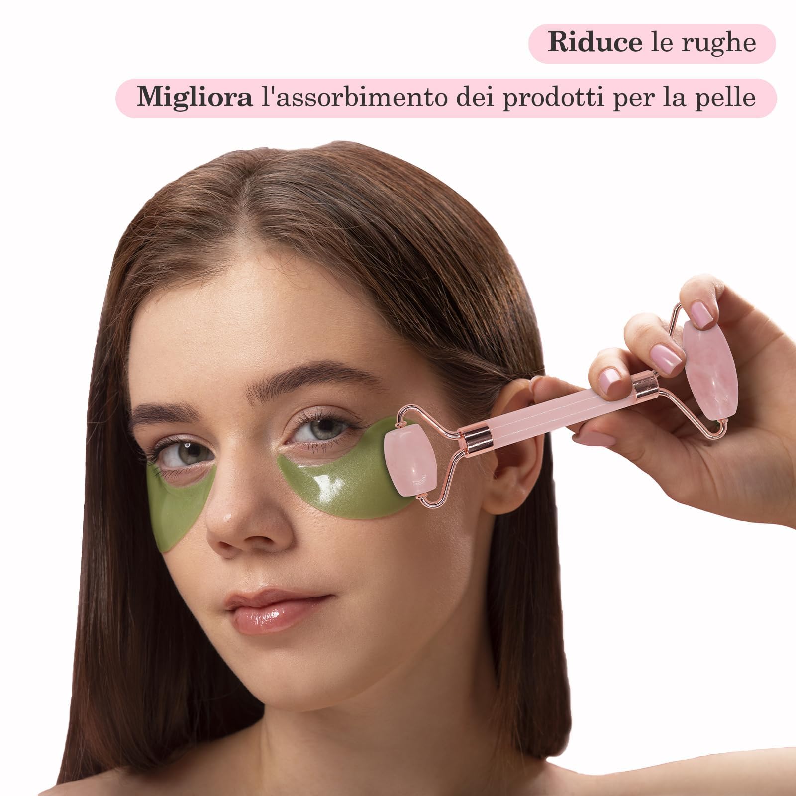 GUGUG Gua Sha Viso Rullo di Giada per il Viso, Guasha Viso Pietra Jade Roller Viso, Pietra Gua Sha Giada per la Donna, Già Sha, Rilassamento dei Muscoli del Collo e del Corpo