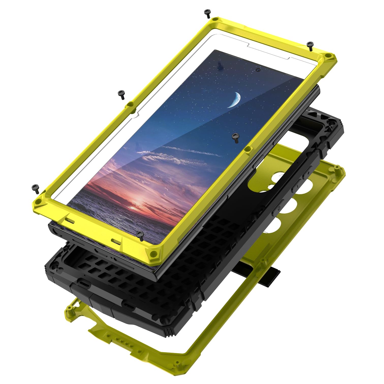 Newhalper Metal Phone Case Designed for Samsung Galaxy S25 Ultra 6.8 inch Heavy Duty Built in Screen Protector Kickstand Military-Grade Protection