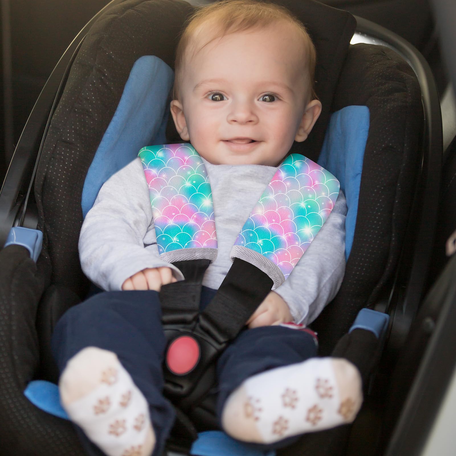 MHJY Copri Cintura di Sicurezza Auto Bambino Copricintura 2 Pezzi Imbottitura Cintura Sicurezza Bambini Protezione Cuscino per Passeggino Neonato Infante Ragazze Ragazzi