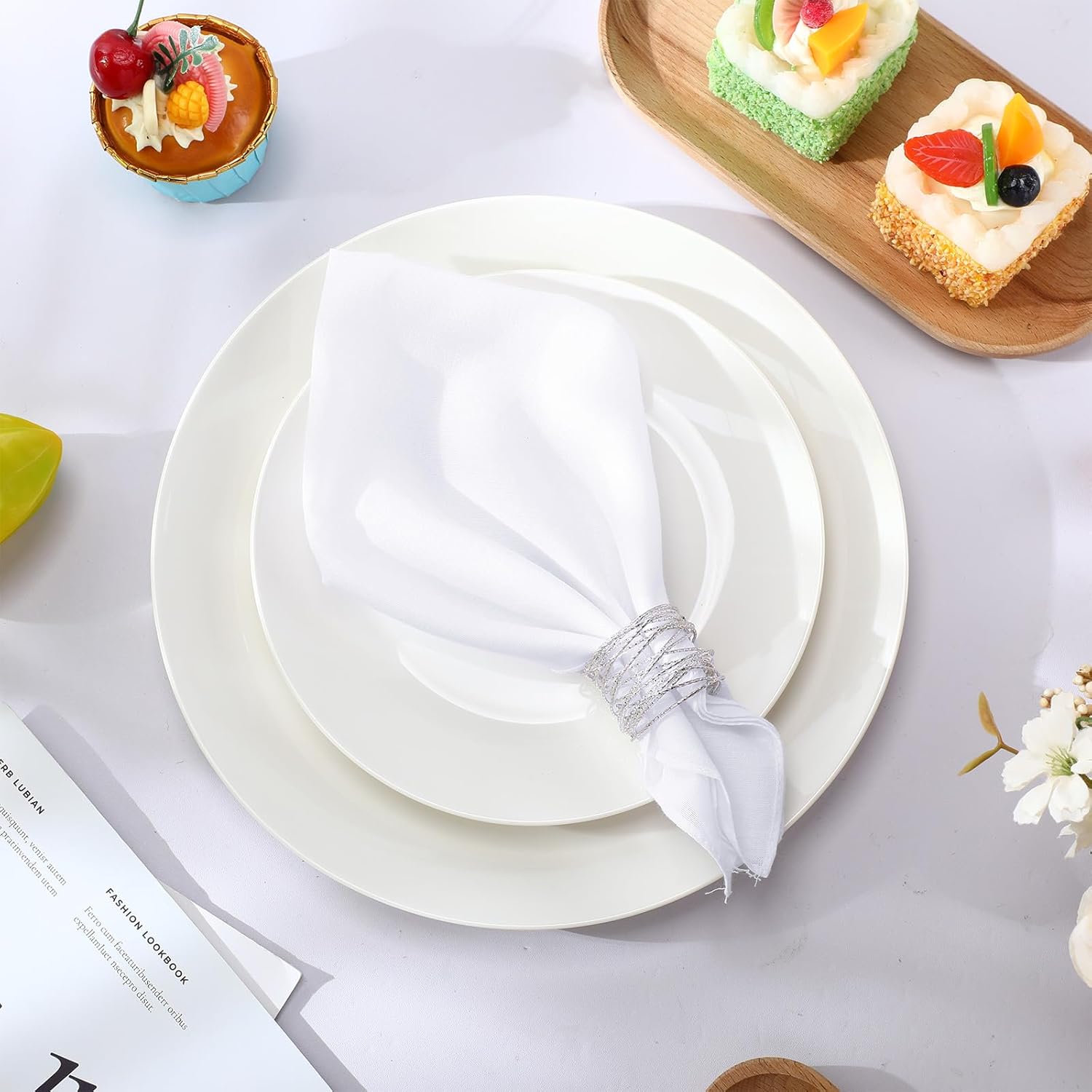 Leinuosen 200 Pack Handkerchiefs Bulk 11'' x 11'' Men's Handkerchiefs Cotton Classic Hankies Pocket Square Towel for Wedding Party - Image 6