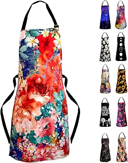 Sosolong Adjustable Waterproof Apron Bib Apron with 2 Pockets Cooking Kitchen Aprons for Women Men Chef