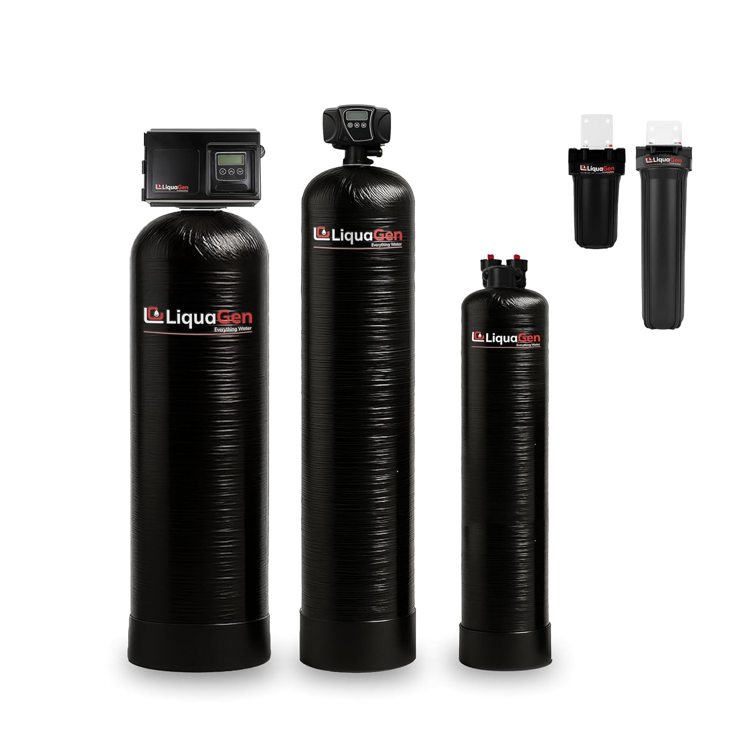 LiquaGen Ultimate Whole House Well Water Filter Salt-Free Conditioner Combo Reduces Chlorine Iron Scale Impurities Protects Plumbing Appliances