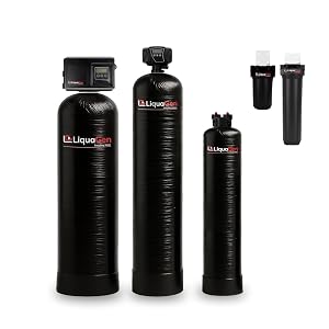 LiquaGen Ultimate Whole House Well Water Filter Salt-Free Conditioner Combo Reduces Chlorine Iron Scale Impurities Protects Plumbing Appliances